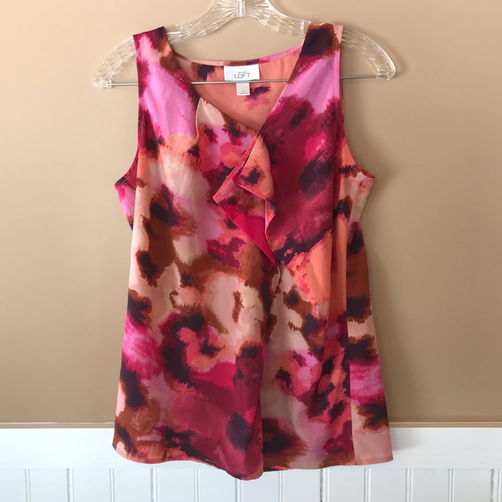 Ann Taylor Loft asymmetrical floral blouse, Size Small - Picture 3 of 7